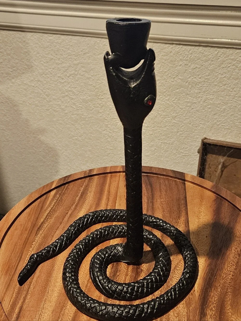 Black Wrought Iron Snake Candlestick Holder